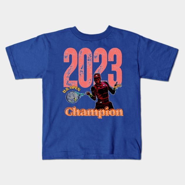 Coco Gauff 2023 U.S. Open Tennis Champion Kids T-Shirt by TeeJaiStudio